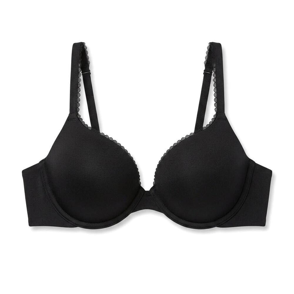 Victorias Secret Body Push Up Bra Black Underwire Padded Lined Lace Trim 34C